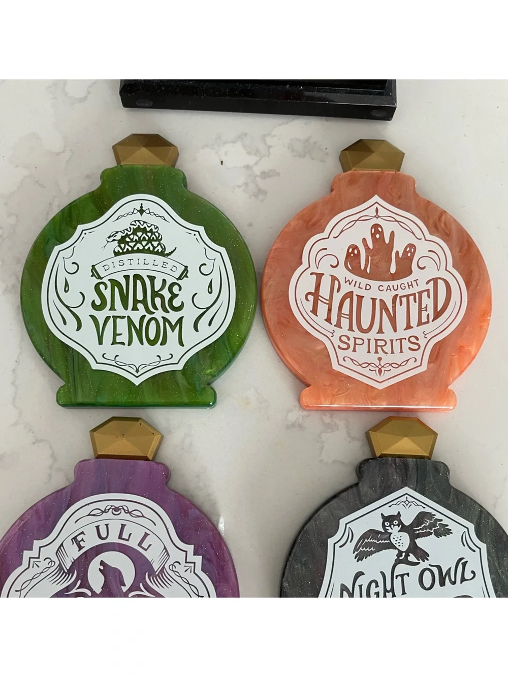 Halloween Apothecary Resin Coaster Set with Holder